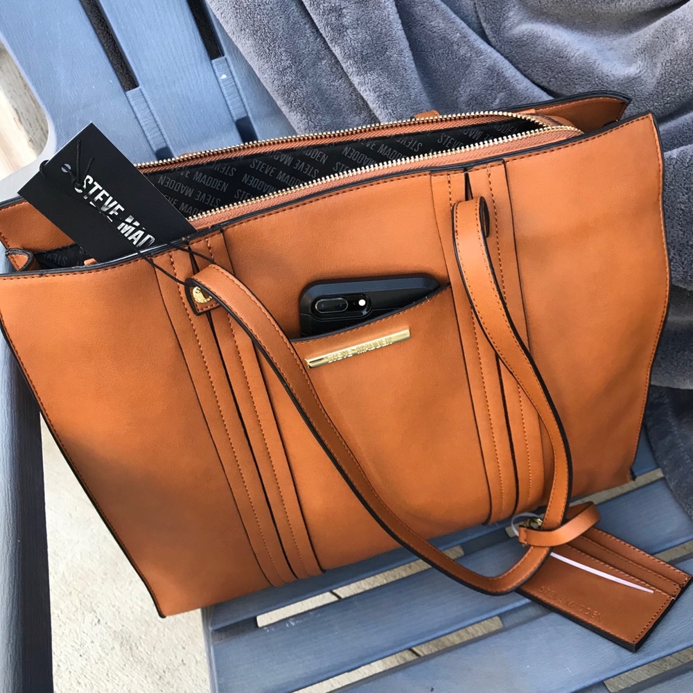 Steve Madden cognac tote